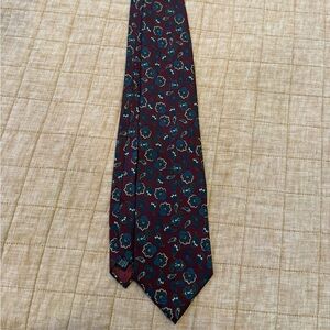 Vintage Dior Burgundy and Teal Floral Tie